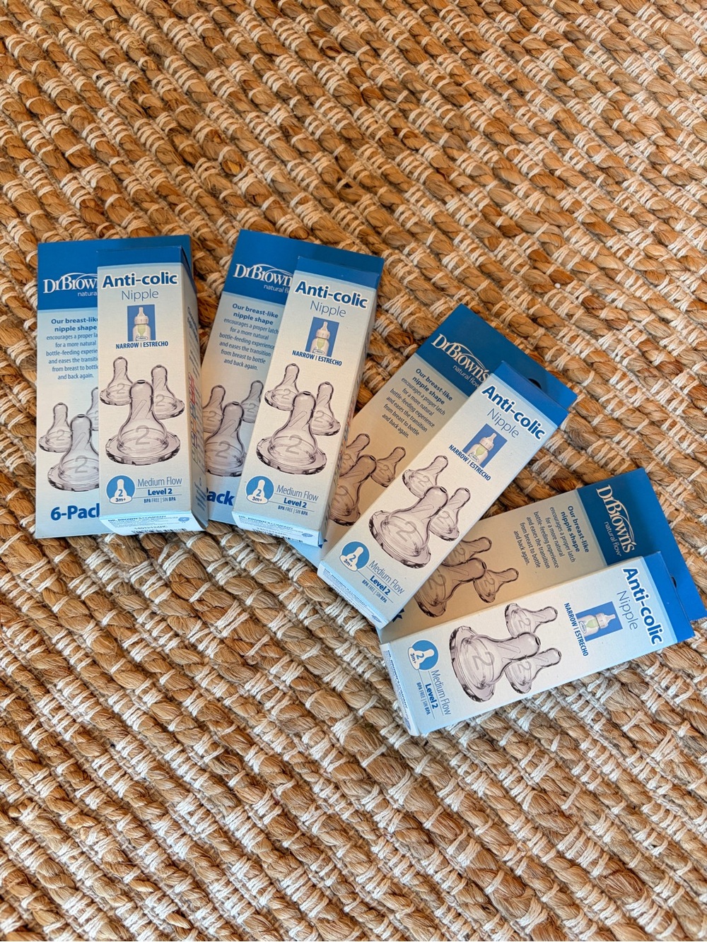 Dr.Brown's Anti-Colic Baby Bottle Nipples Level 2 Medium flow 6-Pack X 4 bundle